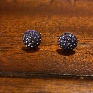 Purple rhinestone statement stud earrings